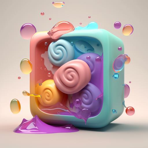 creativity in making colourfull soap,3D,bathroom light background,for icon