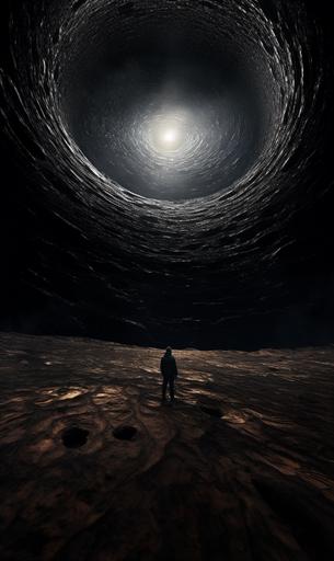 creepypasta, Darvaza Gas Crater, opening portal to hyperdimensional universe, world bending reality glitches --ar 3:5