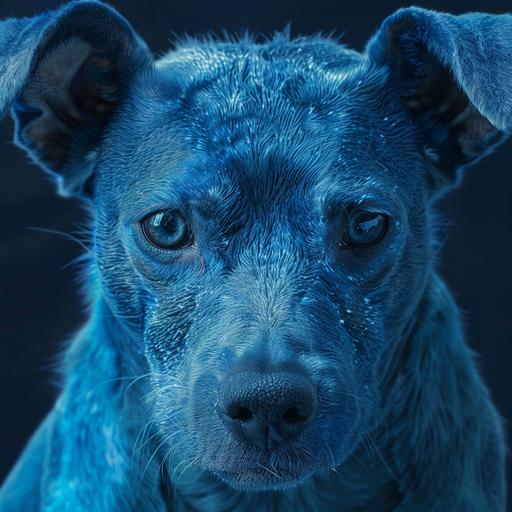 crie um cachorro azul com asas de anjo e cara de porco