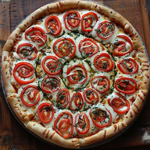 crop circles pizza with tomato slices --s 250 --v 6.0