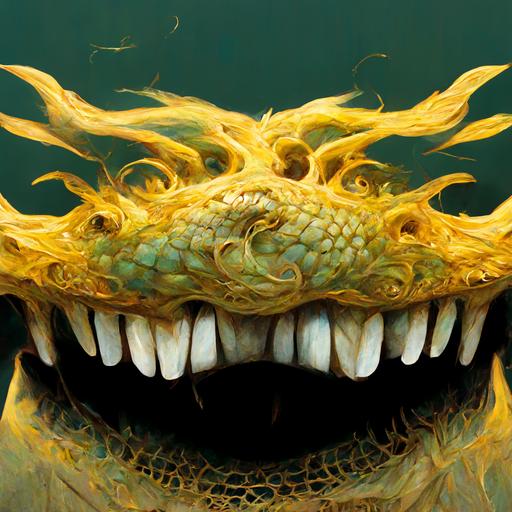 crocodile front open mouth teeth yellow river seaweed moon fire files details realistic