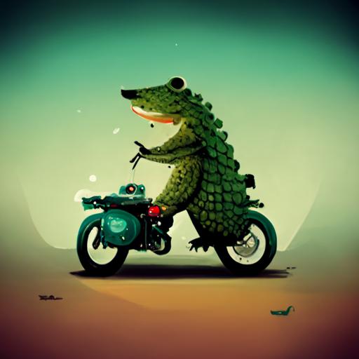 crocodile riding a motorcycle, funny