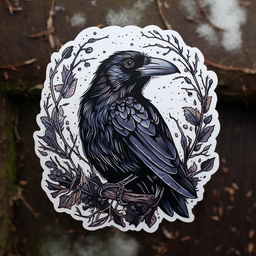 crow dark tattoo sticker