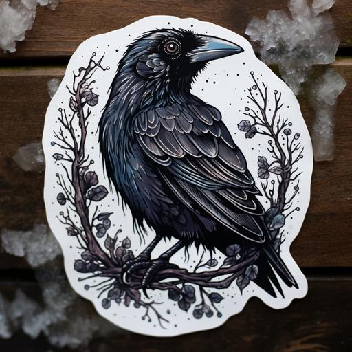 crow dark tattoo sticker