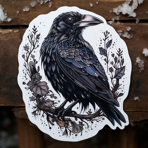 crow dark tattoo sticker