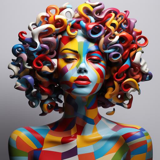 Curly Hair Fashion Model 3D Abstract puzzle