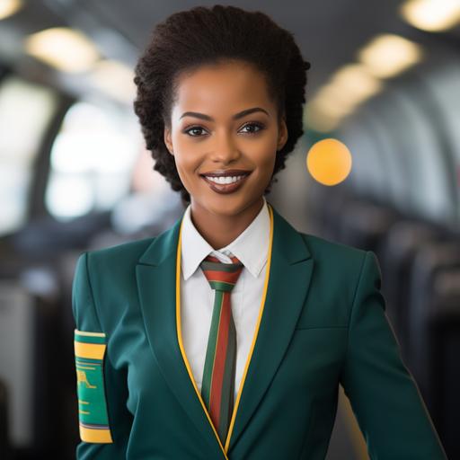 Ethiopian American Fashion Model is dressed in the Ethiopian Airlines uniform and performs her job with a smile, welcome aboard Ethiopian Airlines, beautiful face,