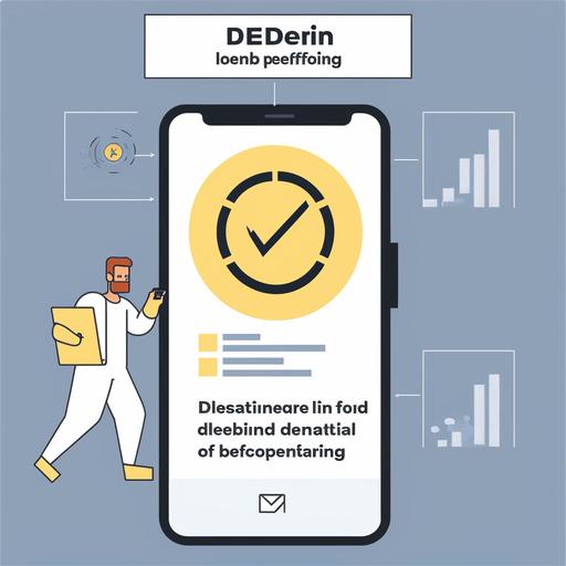 crypto style graphics of person holding a smartphone with a DeFi platform open on the screen, showcasing the ease and accessibility of lending and borrowing on a decentralized platform. The image could also include elements such as a graph showing an upward trend, symbolizing the potential benefits of DeFi lending and borrowing, as well as a caution sign or a 