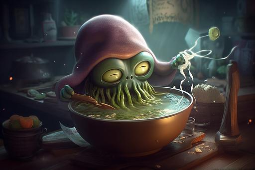 cthulu soup cartoon::5 Whimsical character design::4 Tags: creative, expressive, detailed, colorful, stylized anatomy, high-quality, digital art, 3D rendering, stylized, unique, award-winning, Adobe Photoshop, 3D Studio Max, V-Ray, playful, fantastical::2 plain background, simple, deformed::-2. --ar 3:2 --seed 4647616643 --q 2 --v 5