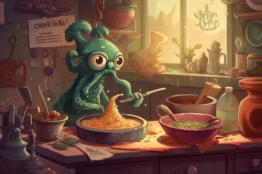 cthulu soup cartoon::5 Whimsical character design::4 Tags: creative, expressive, detailed, colorful, stylized anatomy, high-quality, digital art, 3D rendering, stylized, unique, award-winning, Adobe Photoshop, 3D Studio Max, V-Ray, playful, fantastical::2 plain background, simple, deformed::-2. --ar 3:2 --seed 4647616643 --q 2 --v 5