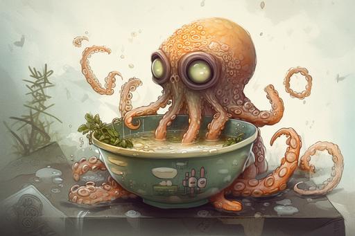 cthulu soup cartoon::5 Whimsical character design::4 Tags: creative, expressive, detailed, colorful, stylized anatomy, high-quality, digital art, 3D rendering, stylized, unique, award-winning, Adobe Photoshop, 3D Studio Max, V-Ray, playful, fantastical::2 plain background, simple, deformed::-2. --ar 3:2 --seed 4647616643 --q 2 --v 5