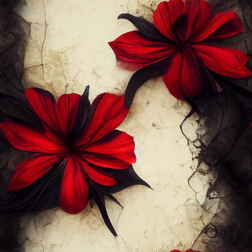 cuban texture flower, red, black, dark, evil —tile