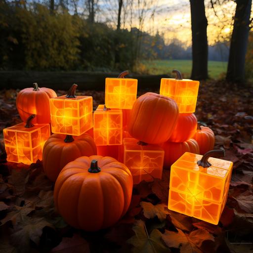 cube pumpkins, autumn cottagecore aesthetic, sparklecore,