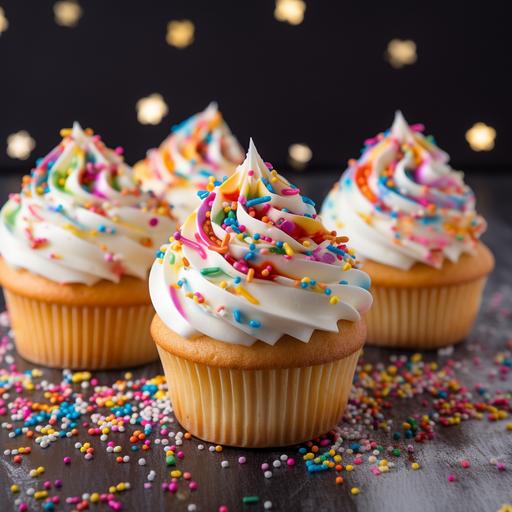 cupcakes with birthday confetti