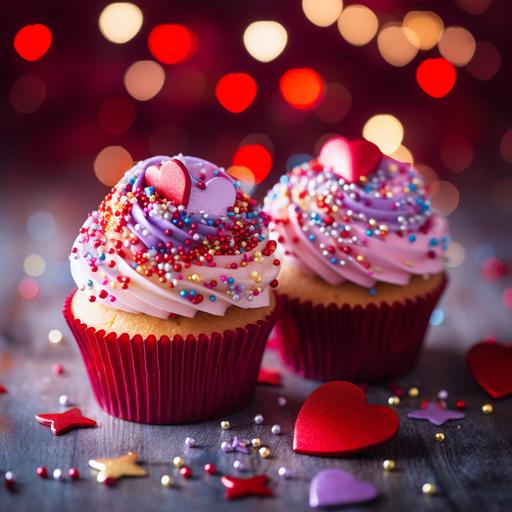 cupcakes with hearts confetti