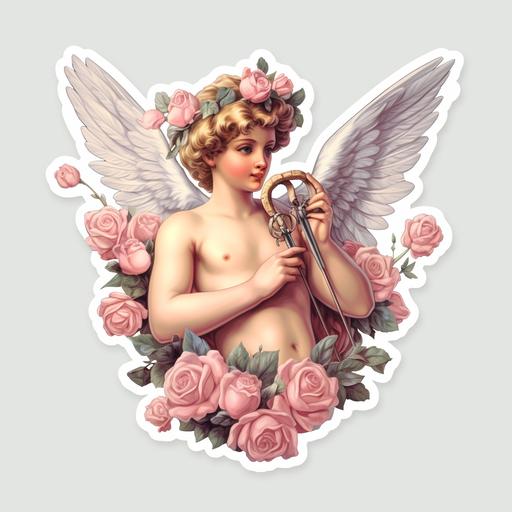cupid sticker retro vibes, no mockup, no shadow, white background