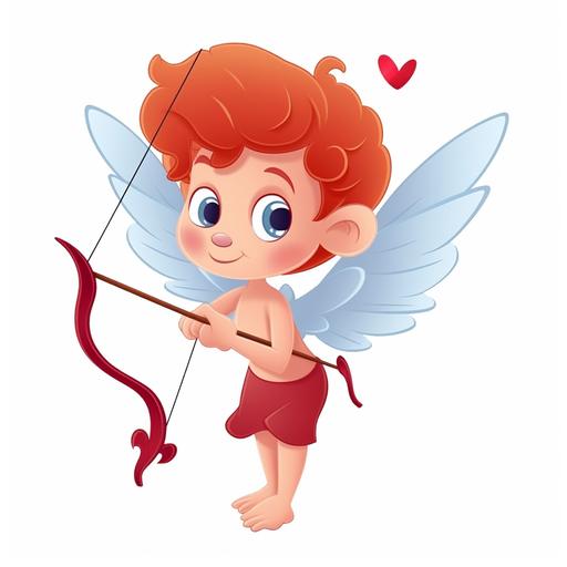 cupid with wings shoots from a bow cartoon style disney style --v 5.0