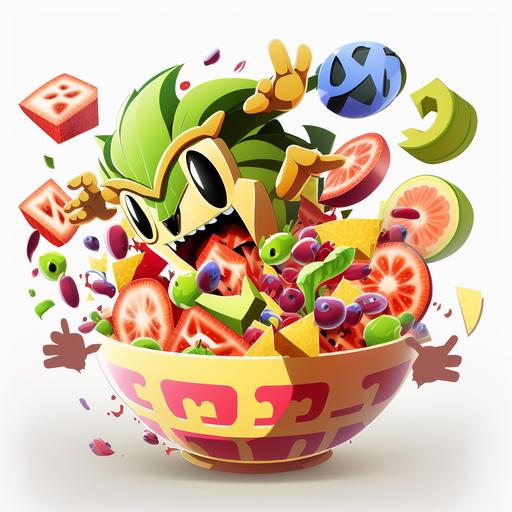 cut out animetion cartoon style,fruit salads,vivid,looks appetizing,colourfully,uncomplicated,vibrant--c 0 --s 100 --v 4