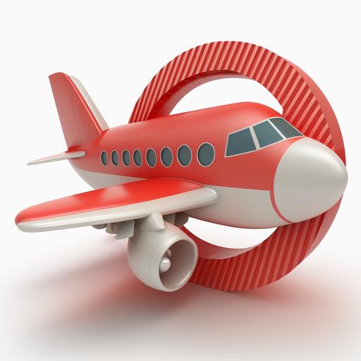cute 3D airplane with red not allowed circle forbid sign