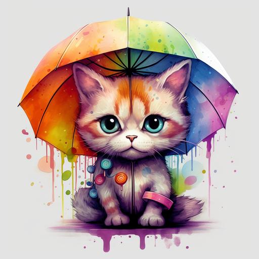 cute CAT with colorful umbrella