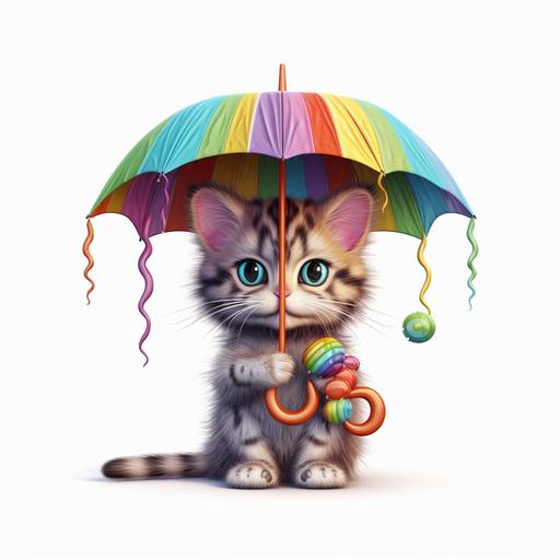 cute CAT with colorful umbrella