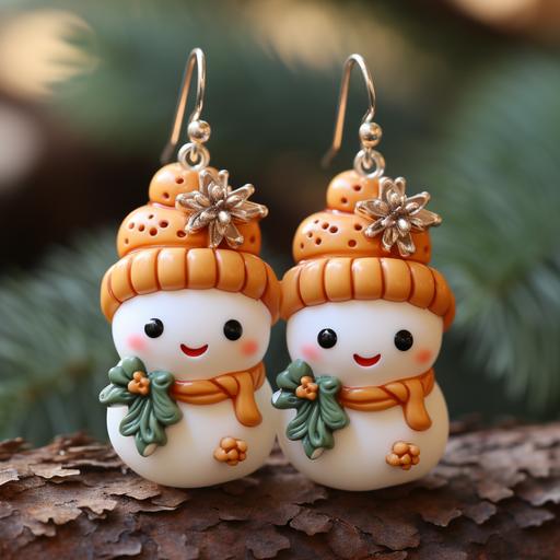 cute Christmas clay earrings kawaii snowman --s 500