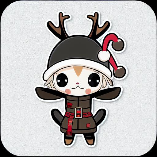 cute Christmas reindeer, chibi, sticker, manga --test