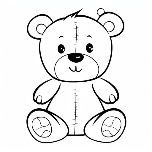 cute and cuddly cartoon teddy bear with black outline --v 5 --s 50