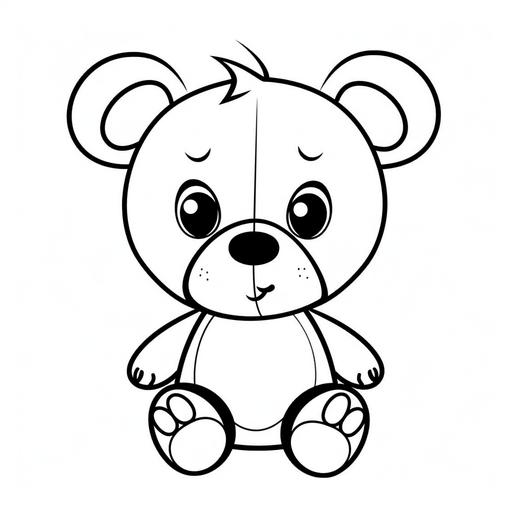 cute and cuddly cartoon teddy bear with black outline --v 5 --s 50