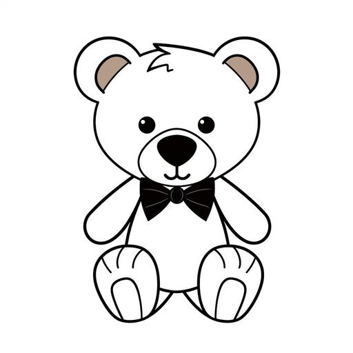 cute and cuddly cartoon teddy bear with black outline --v 5 --s 50