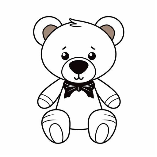 cute and cuddly cartoon teddy bear with black outline --v 5 --s 50