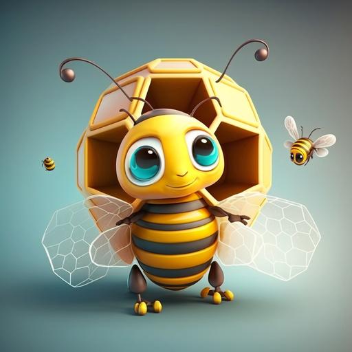 cute and funny cartoon character bee in hive