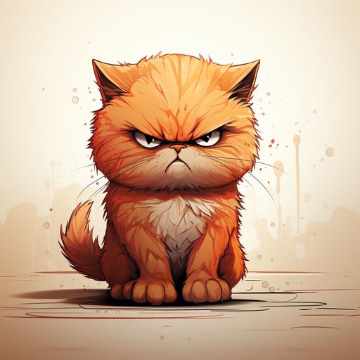 cute angry cat, cartoon, minimalist detailed, colorful --s 750