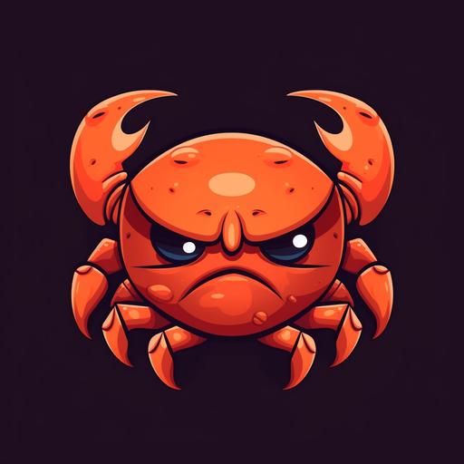 cute angry crab, simple design, logo, black background --v 5