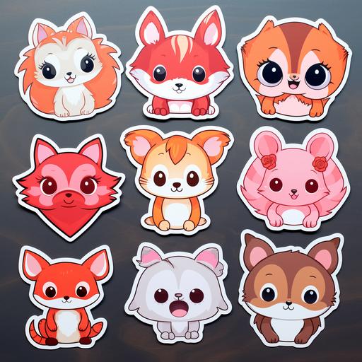 cute anime cartoon animals valentines themed stickers