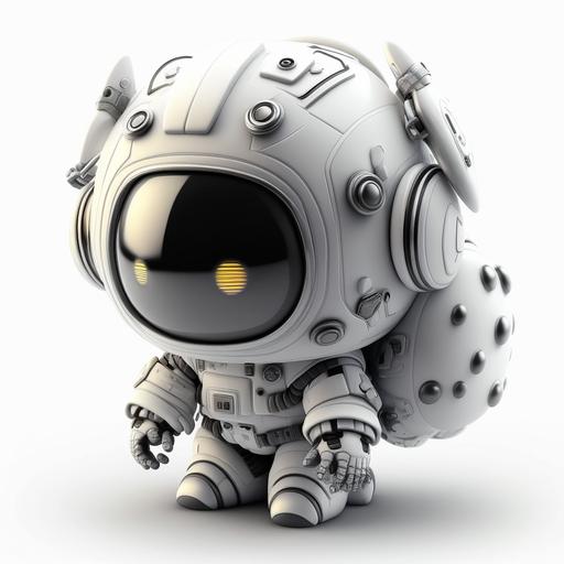 cute astronaut mini robot, 8k,ultra high quality, in a pure white background, jet suit, round helmet, oxygen pack, belt wheels,