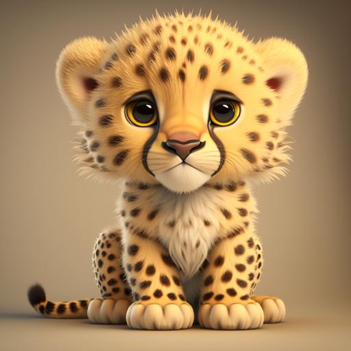 cute baby cheetah, 3d cartoon