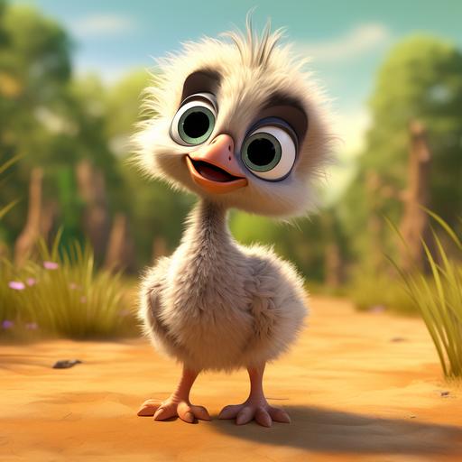 cute baby ostrich, chibi, pixar --v 5.2