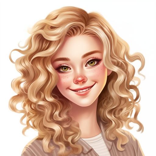 cute blonde hair stylist with curly hair realistic --v 5.0 --s 750