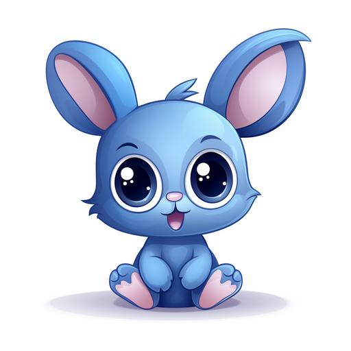 cute blue bunny, big floppy ears, cartoon style, no background