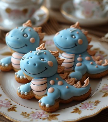 cute blue dragon decoration on a childs biscuit --ar 8:9 --s 750 --style raw --v 6.0