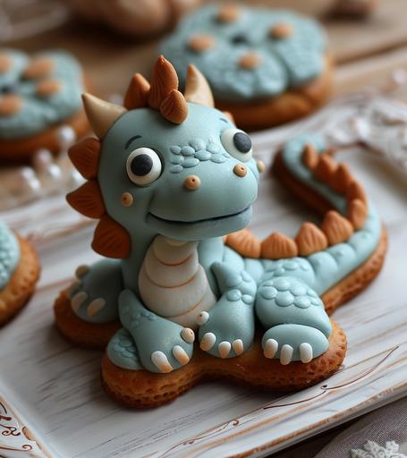 cute blue dragon decoration on a childs biscuit --ar 8:9 --s 750 --style raw --v 6.0