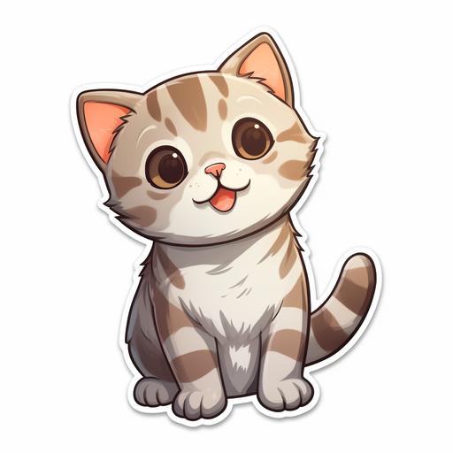 cute, british short cat, smile, sticker, cartoon, 8k --v 5.2