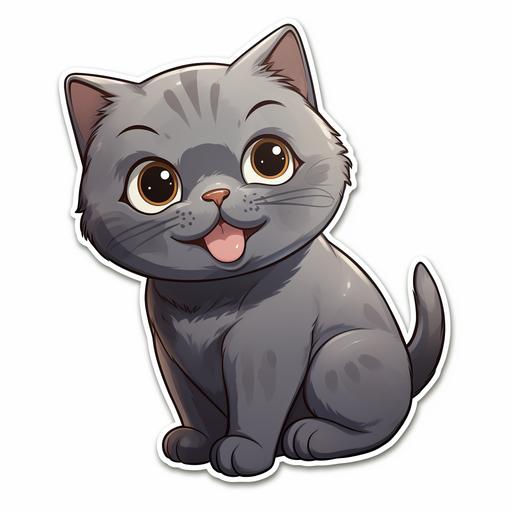cute, british shorthair cat, smile, sticker, cartoon, 8k --v 5.2