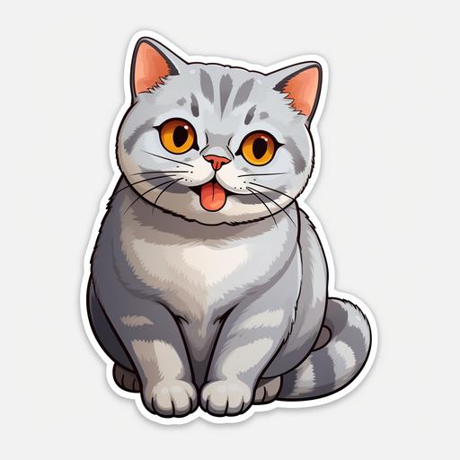 cute, british shorthair cat, smile, sticker, cartoon, 8k --v 5.2