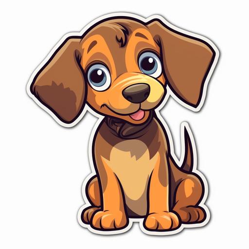 cute brown dog, cartoon style, sticker