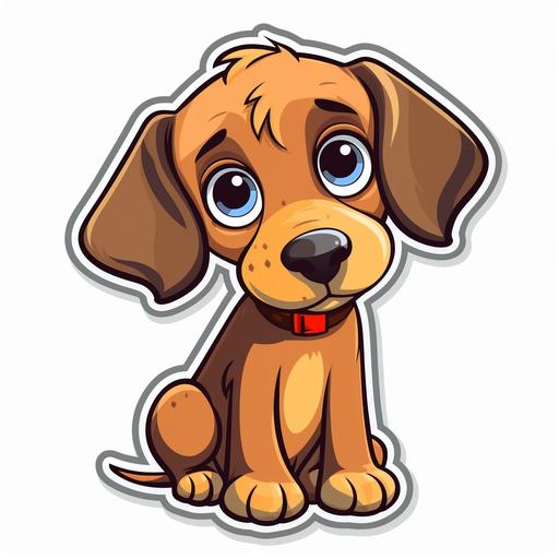 cute brown dog, cartoon style, sticker, sad face almost in tears --seed 3047187520
