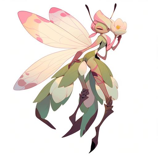 cute bug fairy type pokemon. orchid mantis --niji 5 --style expressive