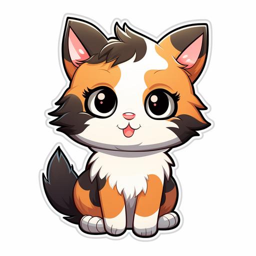 cute calico kawaii cat sticker cartoon