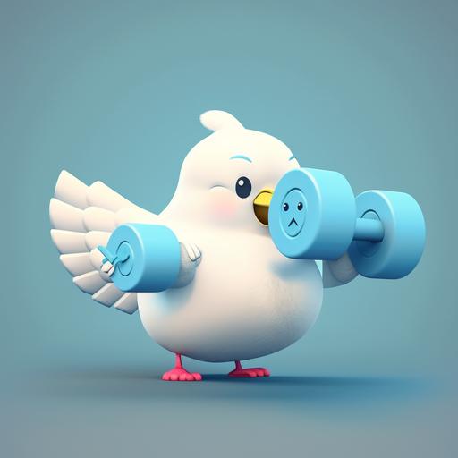 cute cartoon Holy Spirit dove holding dumbbells